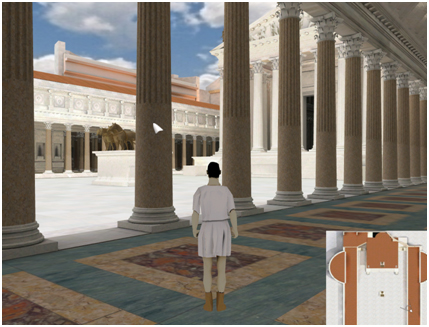 Modélisation du forum d'Auguste vue finale, avec l'avatar du l'utilisateur visible (couleur)
