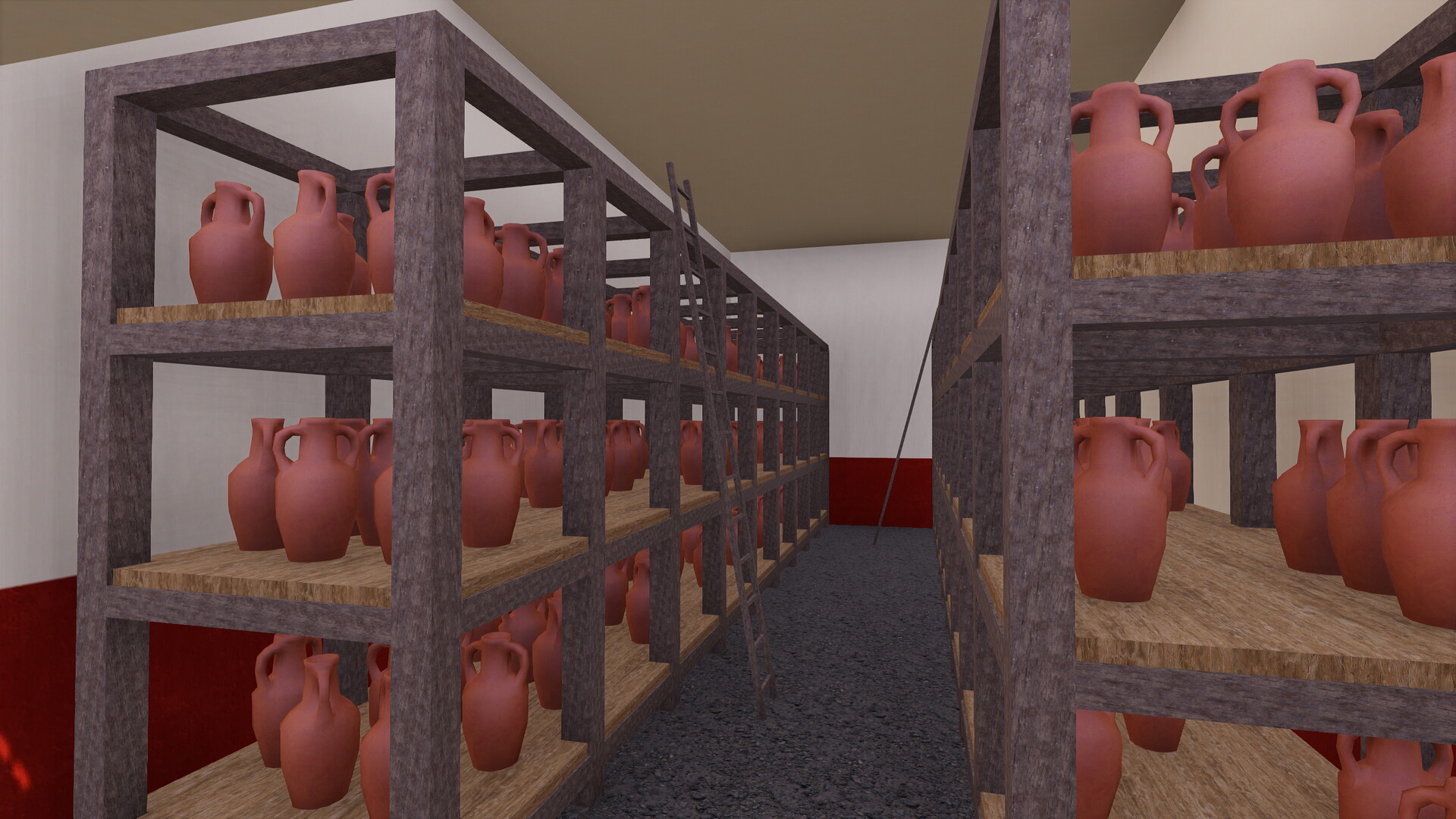 Horrea du Forum boarium : Image de restitution virtuelle.