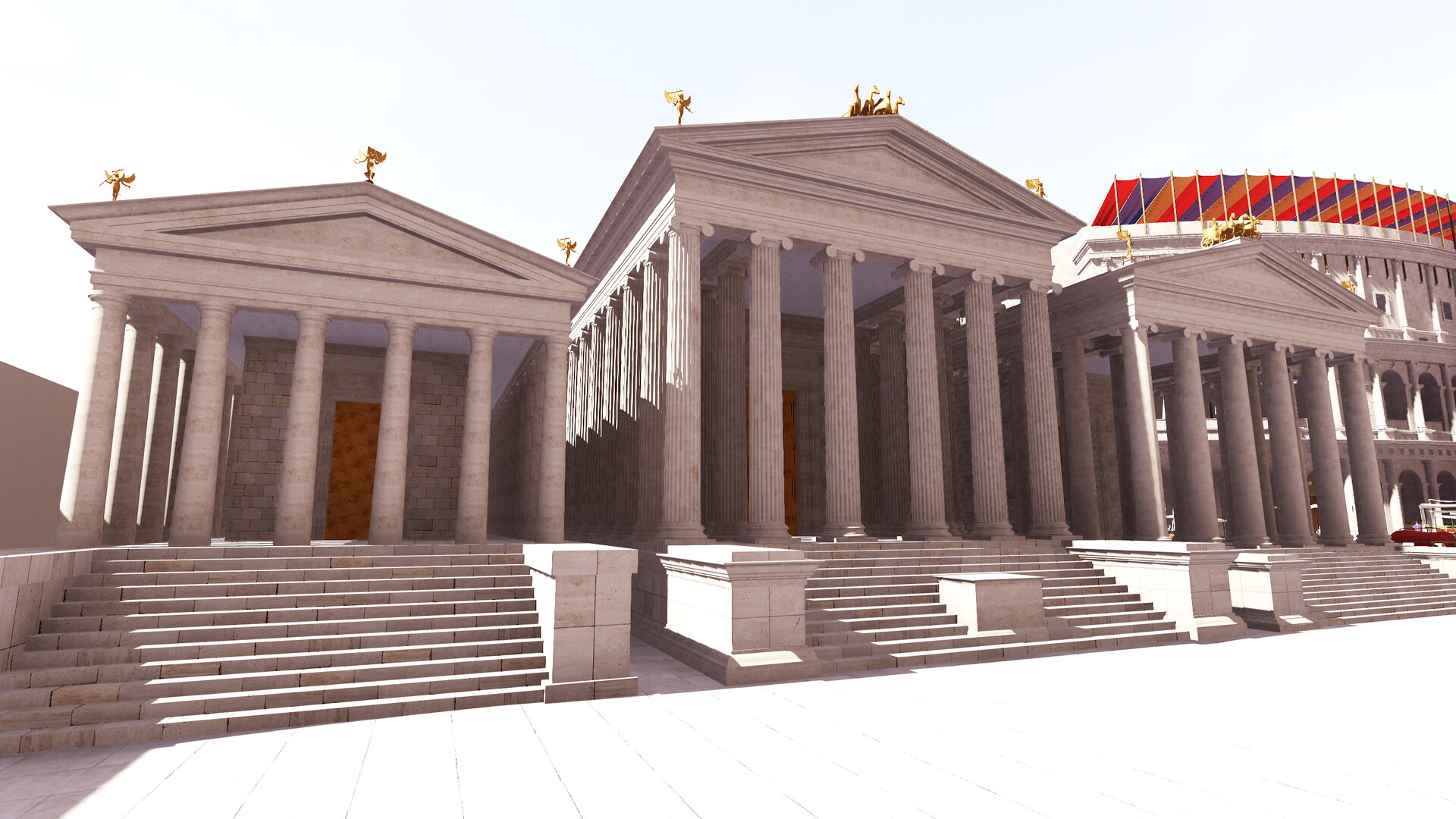Temple de Junon Sospita (Forum Holitorium) : Image de restitution virtuelle.