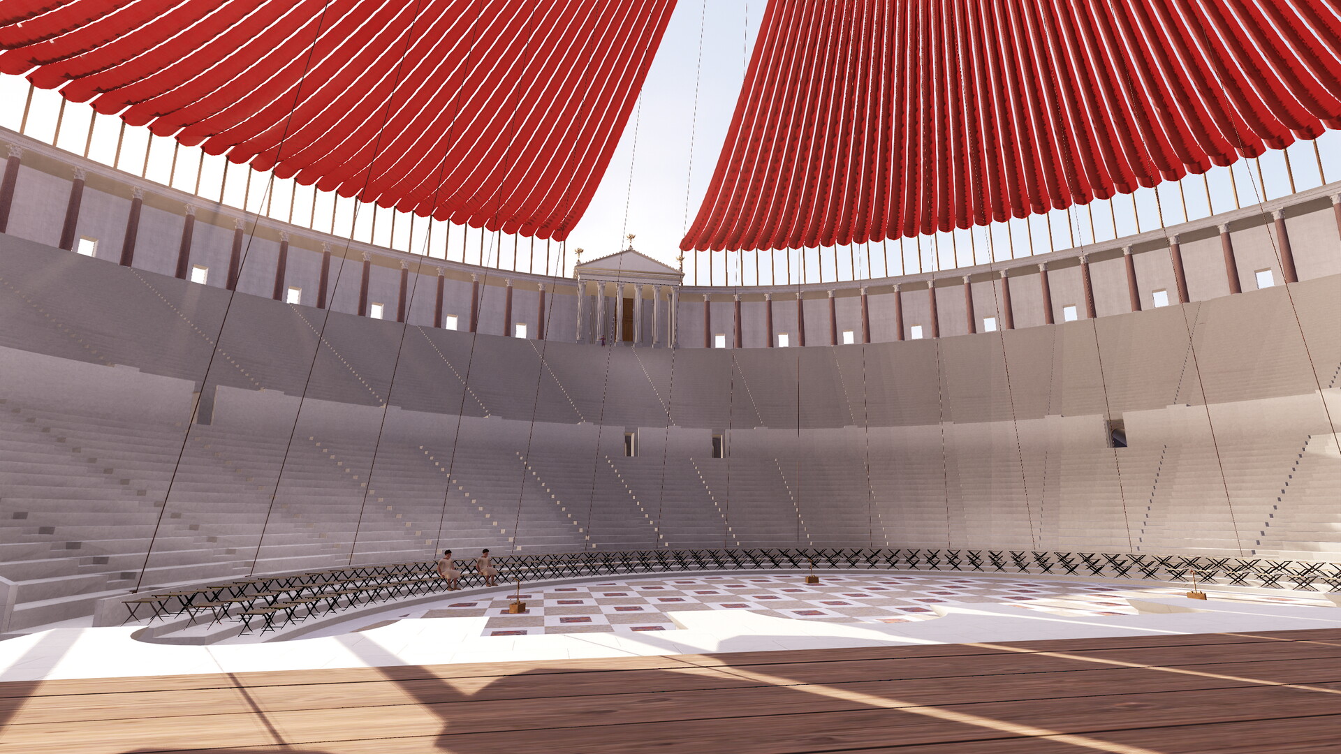 Théâtre de Pompée : Image de restitution virtuelle.