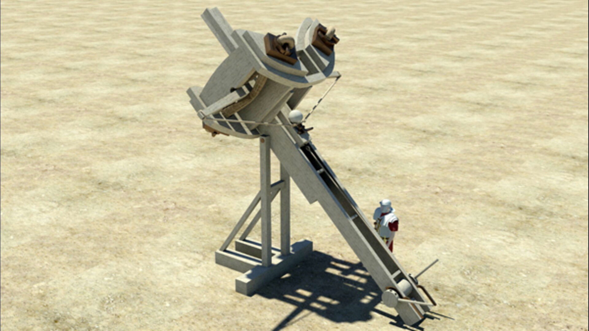 Baliste lanceuse de pierres : Image de restitution virtuelle.