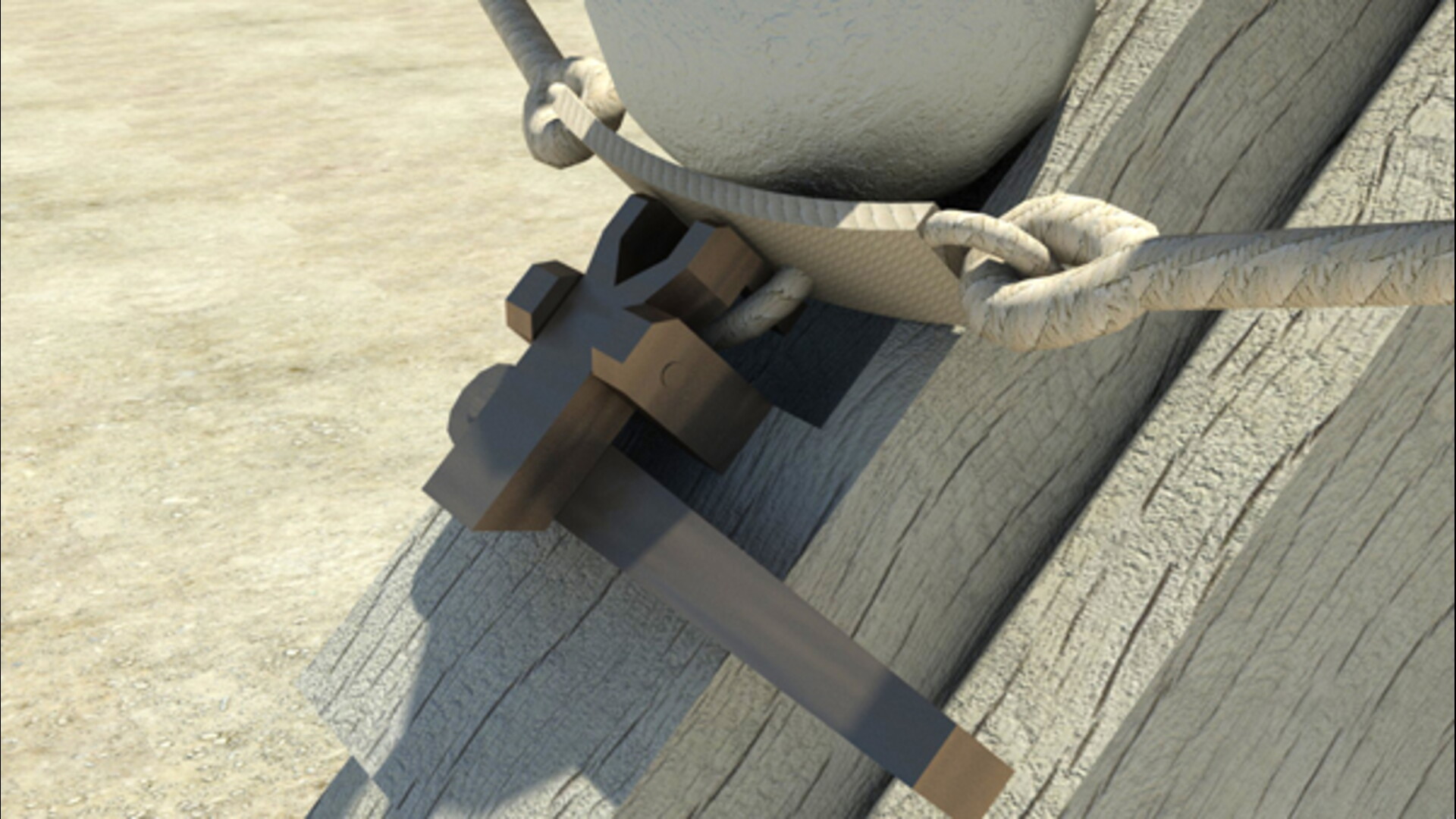 Baliste lanceuse de pierres : Image de restitution virtuelle.