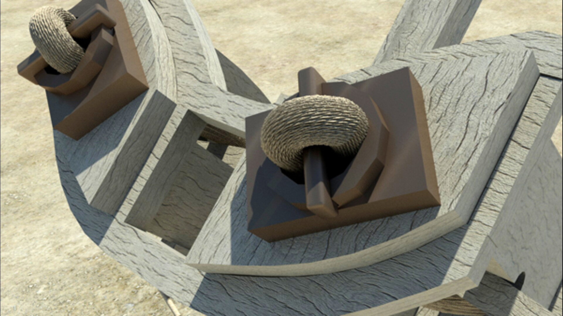 Baliste lanceuse de pierres : Image de restitution virtuelle.