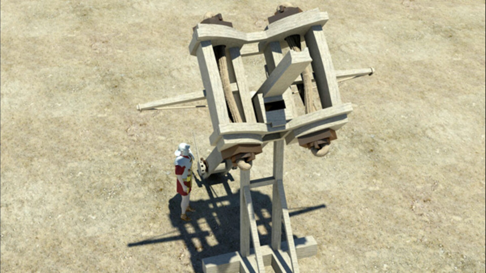 Baliste lanceuse de pierres : Image de restitution virtuelle.