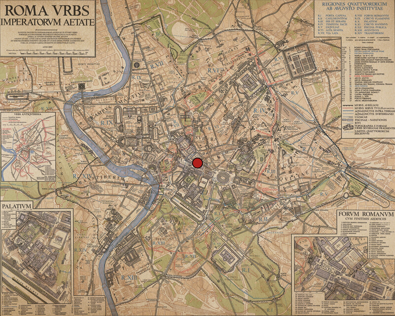 Bibliothèques du Forum de la Paix : Plan de situation dans Rome de Bibliothטques du Forum de la Paix.