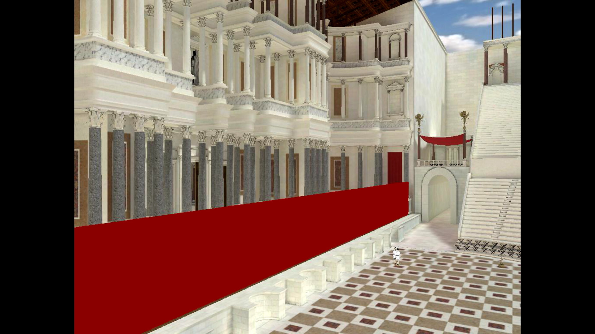 Rideau de scène : Image de restitution virtuelle.