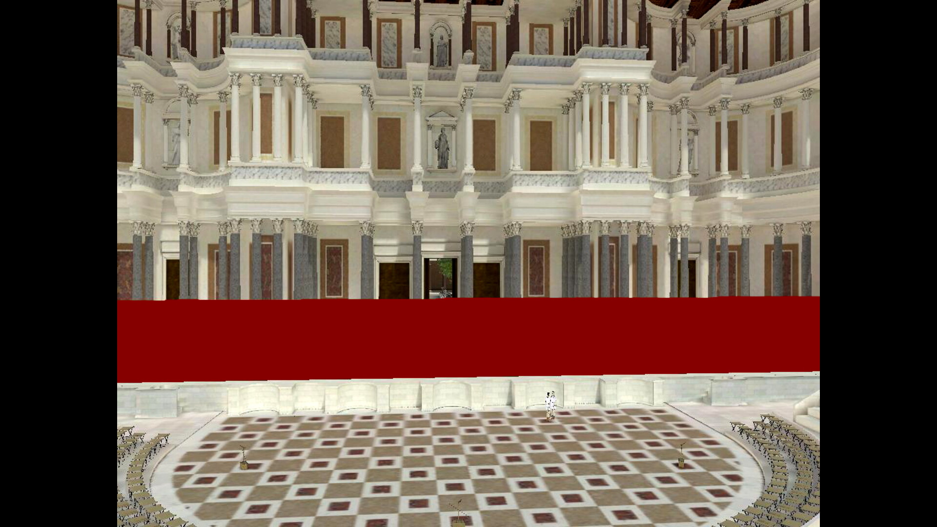 Rideau de scène : Image de restitution virtuelle.