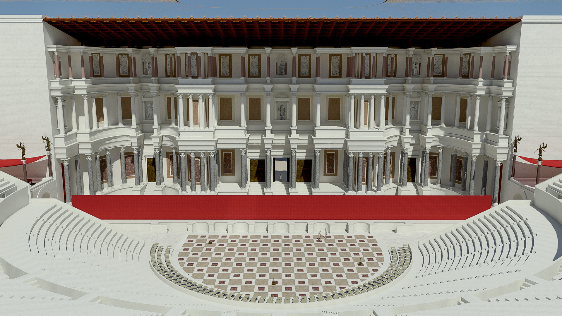 Rideau de scène : Image de restitution virtuelle.