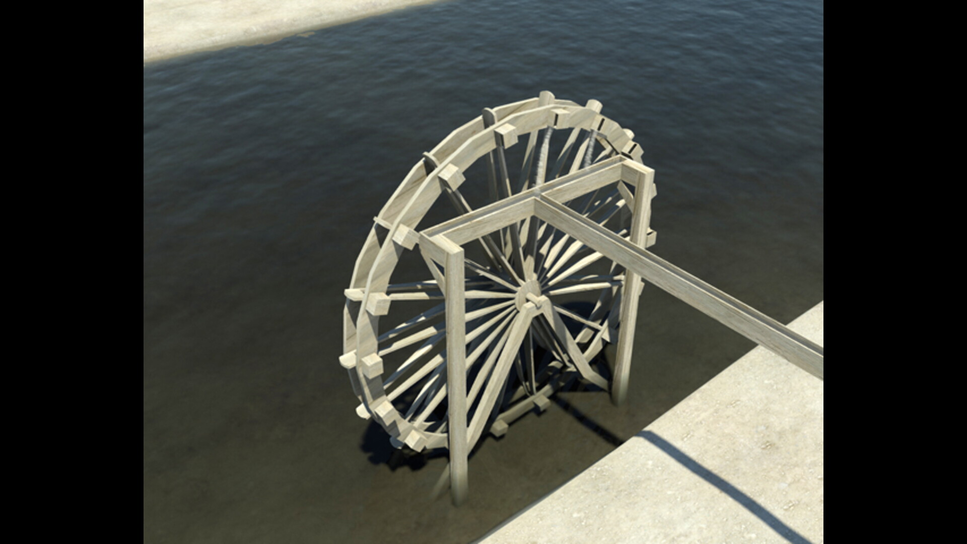 Roue à augets : Image de restitution virtuelle.