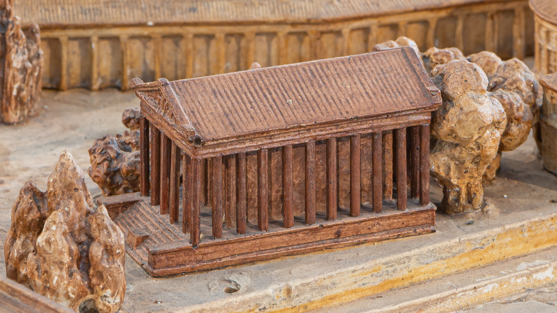Temple d'Esculape : Photo de la maquette réalisée par P.Bigot.