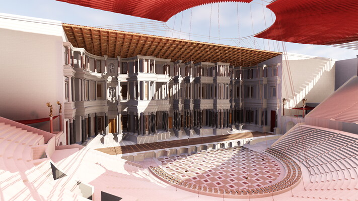 Velum à cordes du théâtre de Pompée : Image mise en avant.