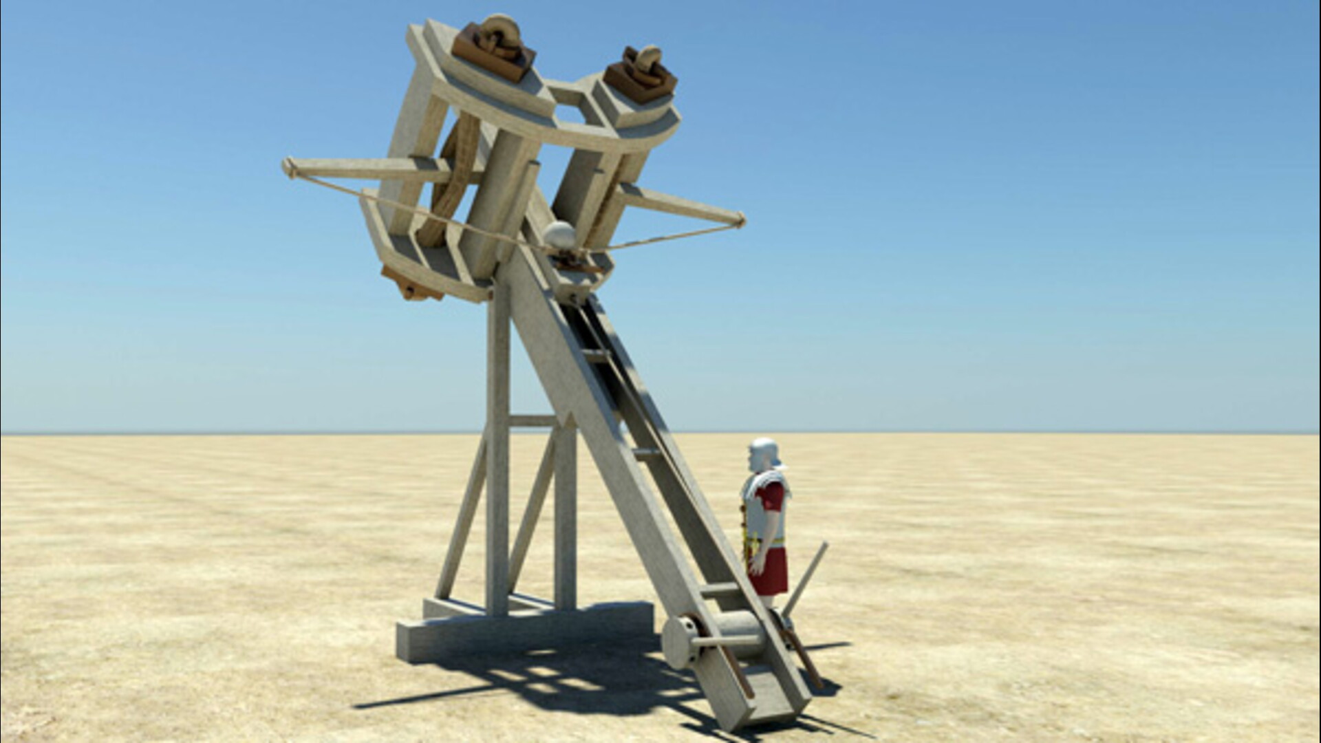 Baliste lanceuse de pierres : Image de restitution virtuelle.