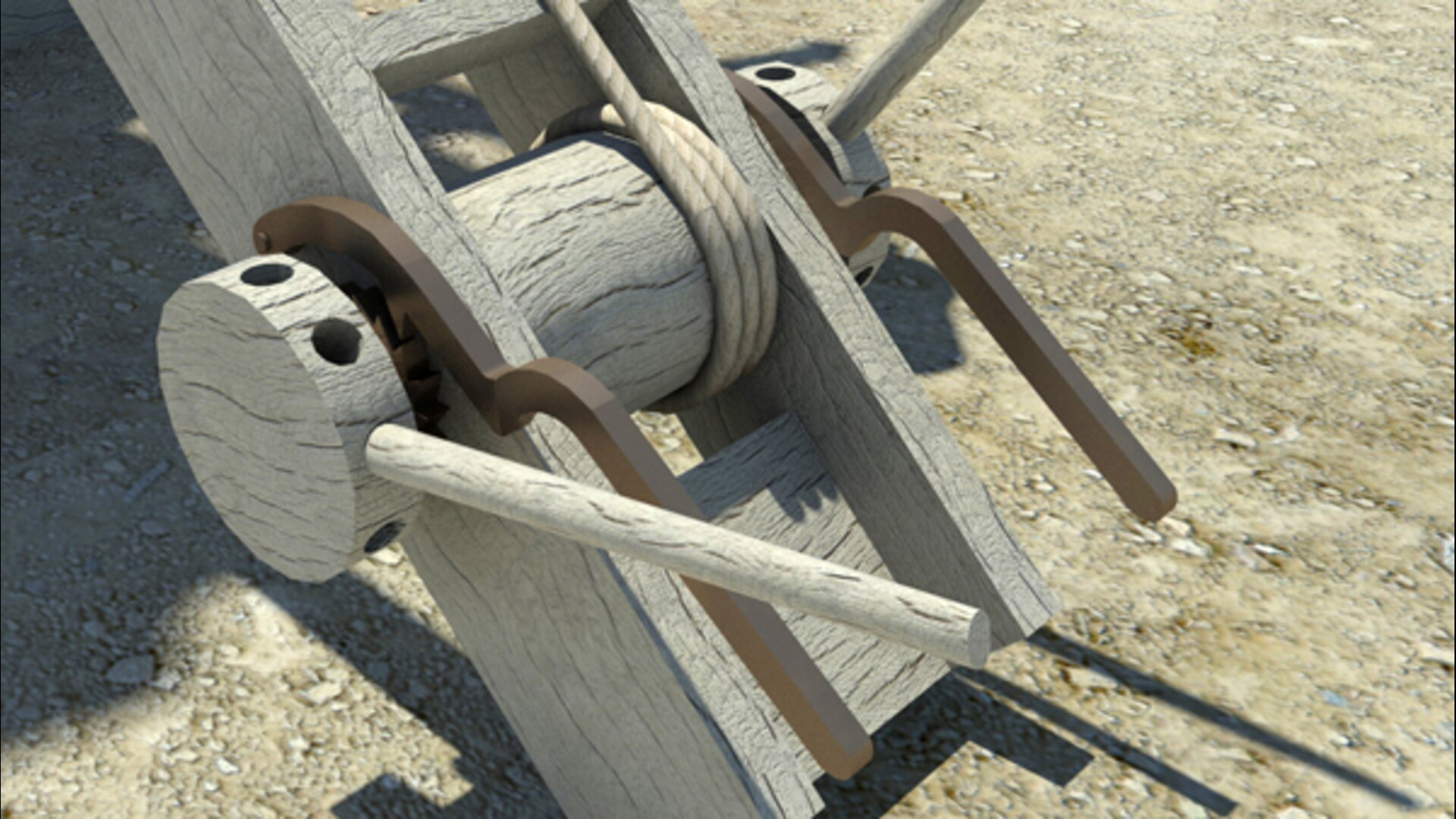 Baliste lanceuse de pierres : Image de restitution virtuelle.