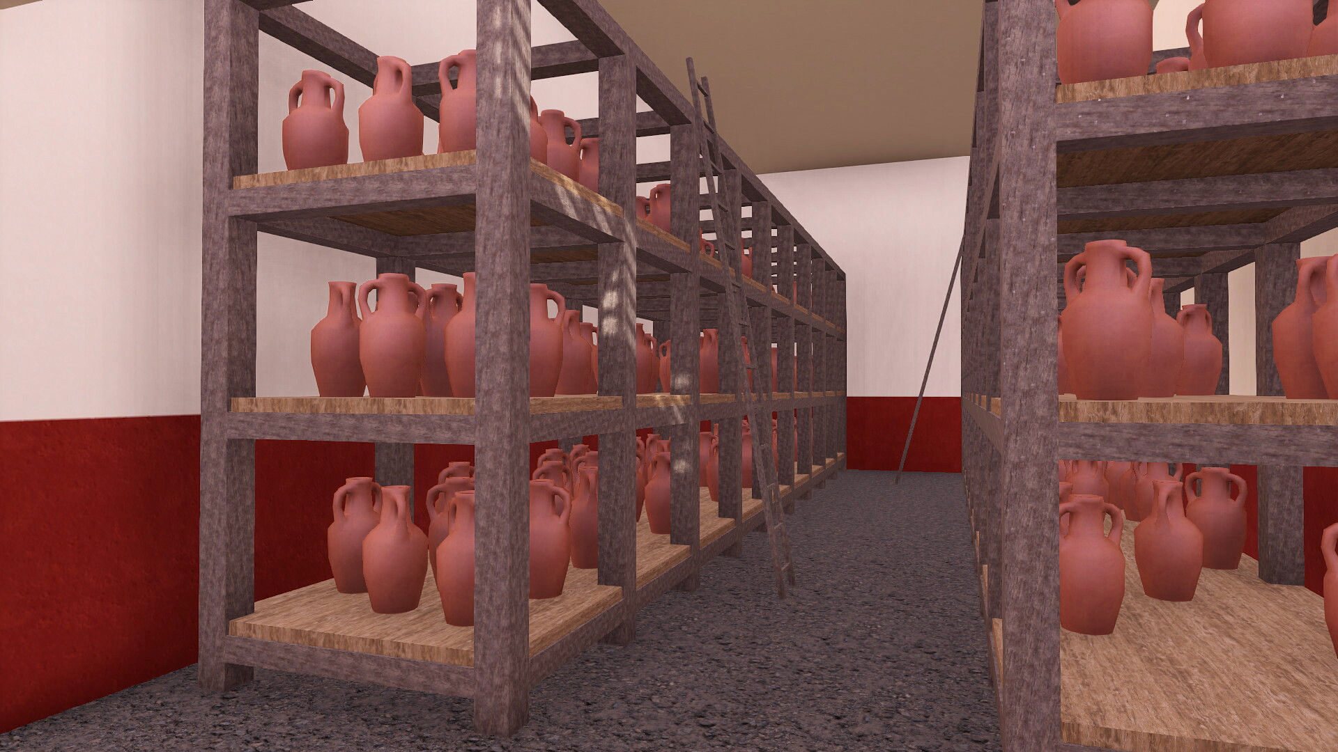 Horrea du Forum boarium : Image de restitution virtuelle.