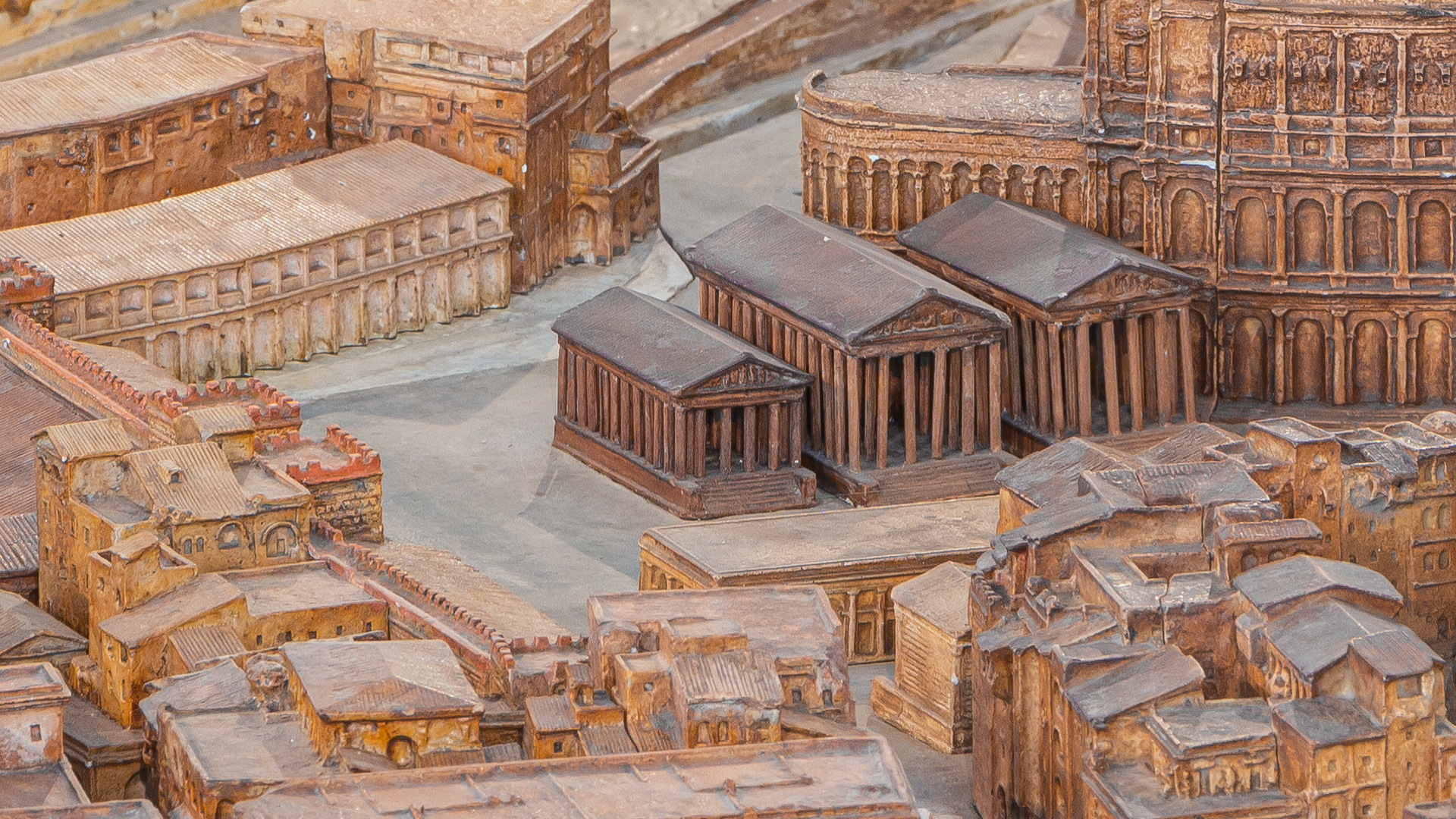 Temple de Spes (forum holitorium) : Photo de la maquette réalisée par P.Bigot.