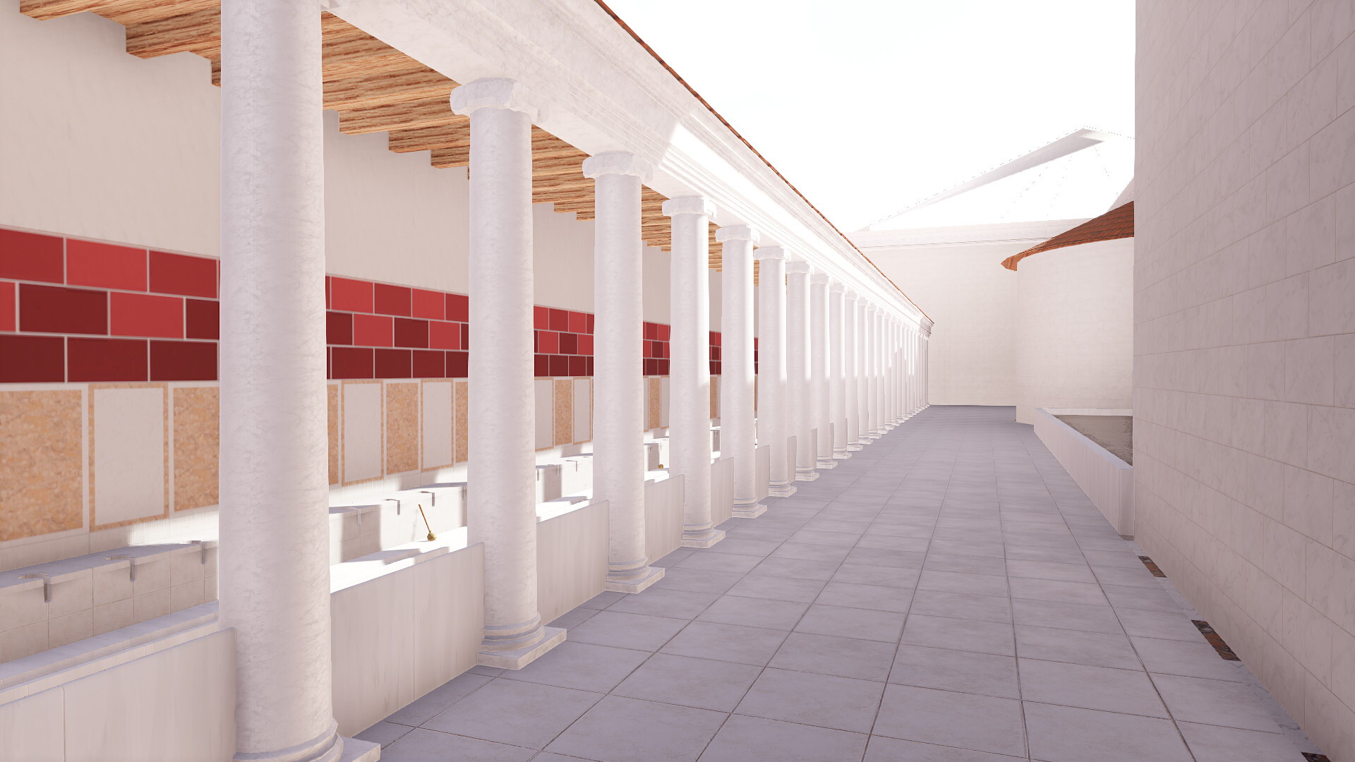 Latrines du théâtre de Pompée : Image de restitution virtuelle.