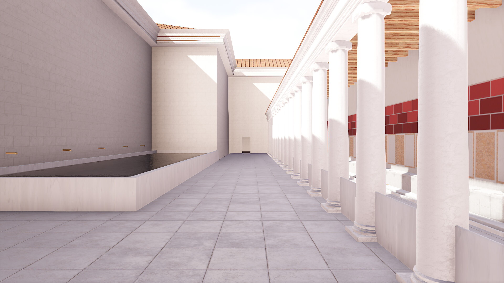 Latrines du théâtre de Pompée : Image de restitution virtuelle.