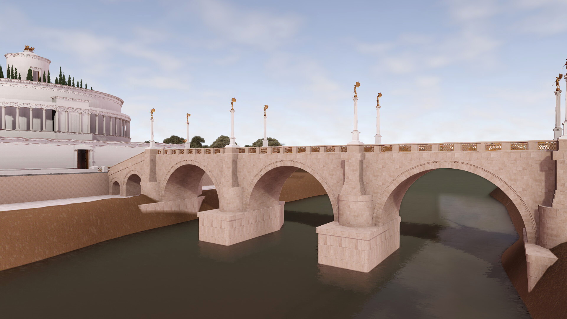 Pont Aelius : Image de restitution virtuelle.