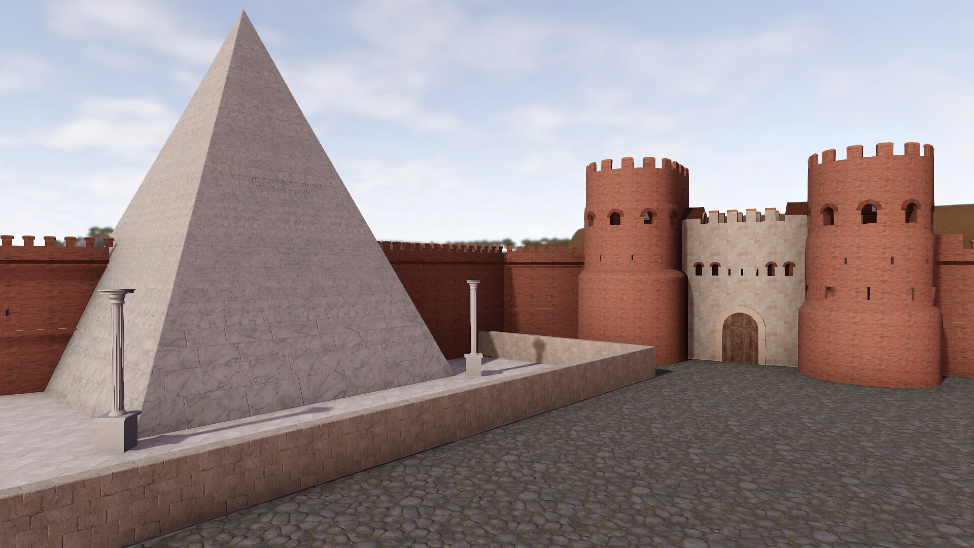 Pyramide de Cestius : Image de restitution virtuelle.