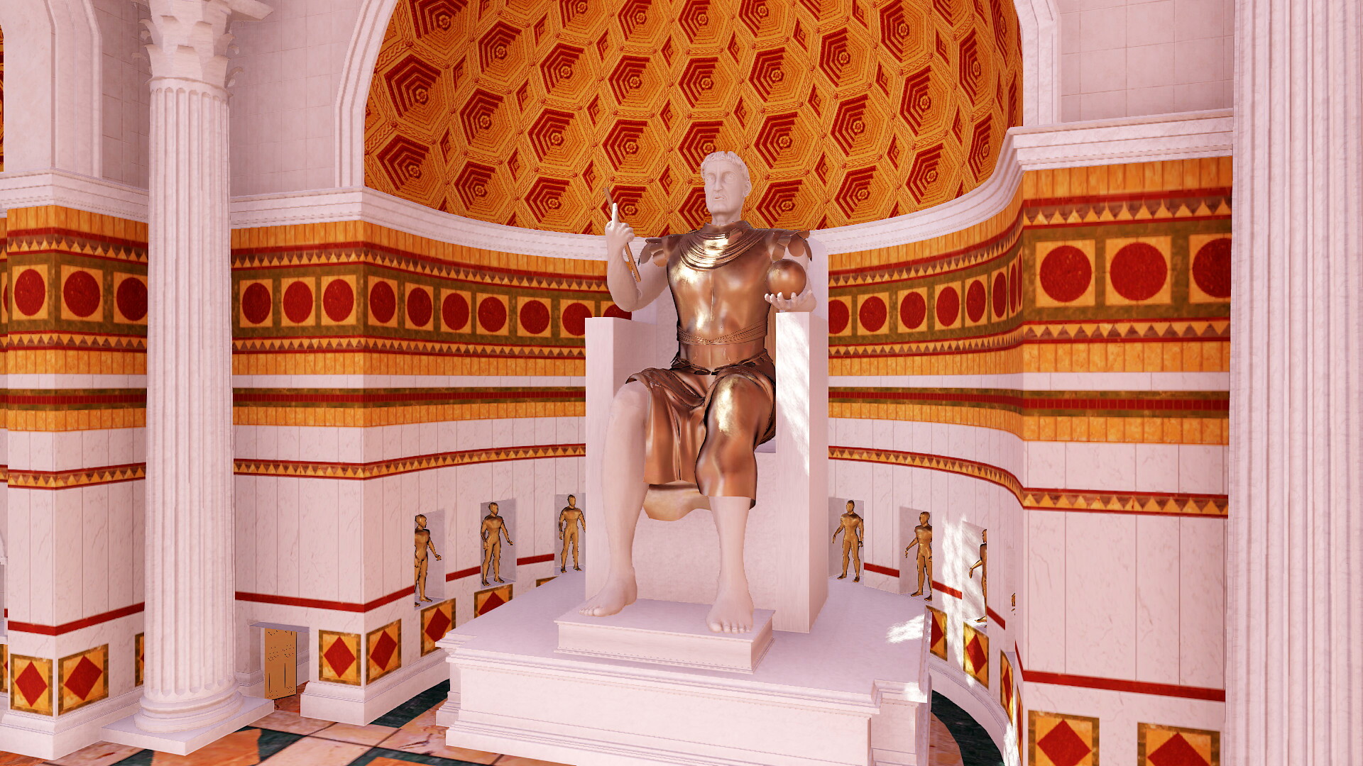 Statue de la Basilique de Constantin : Image de restitution virtuelle.