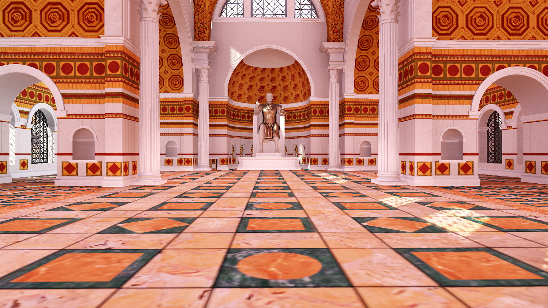 Statue de la Basilique de Constantin : Image de restitution virtuelle.
