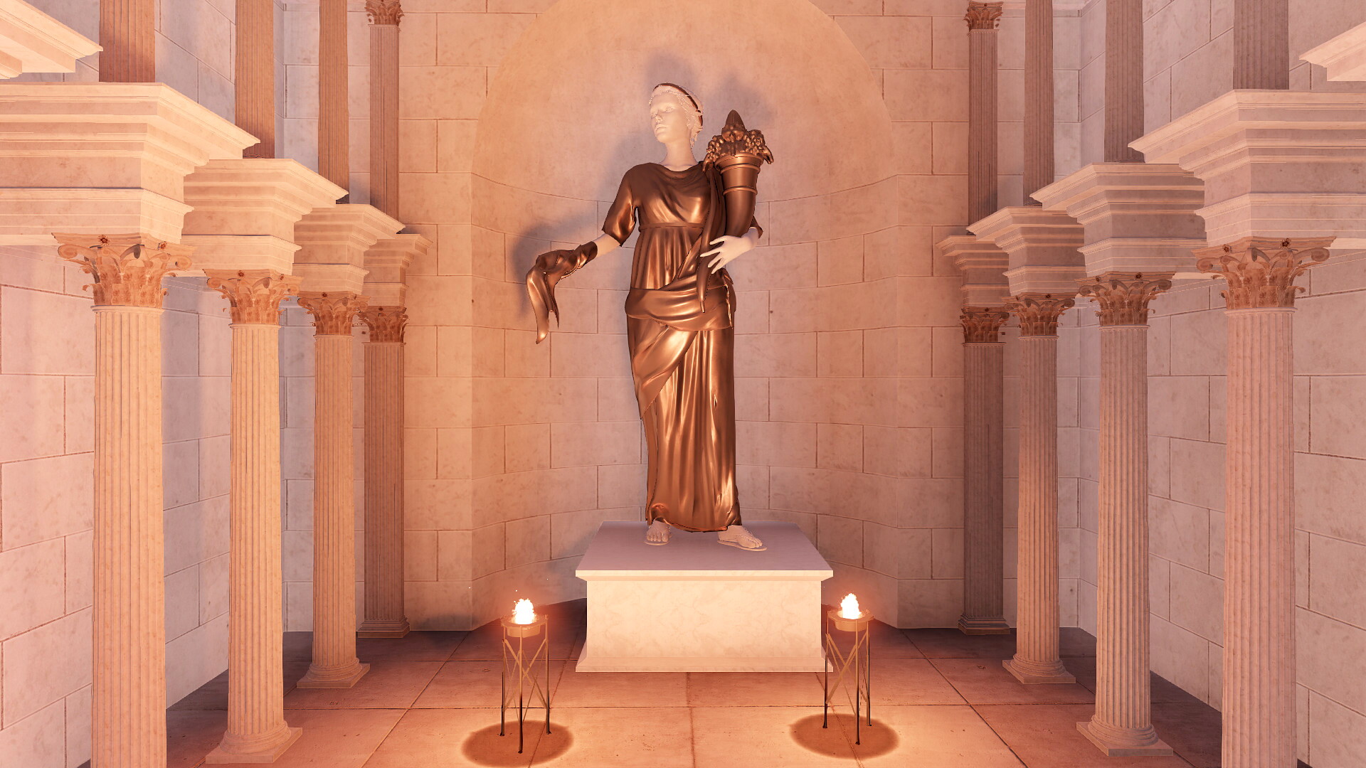 Statue de Fides (temple de Fides) : Image de restitution virtuelle.