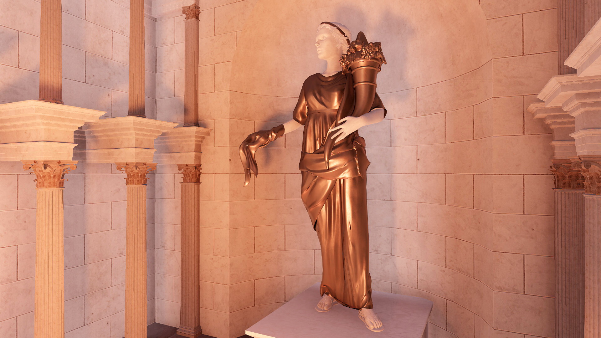 Statue de Fides (temple de Fides) : Image de restitution virtuelle.