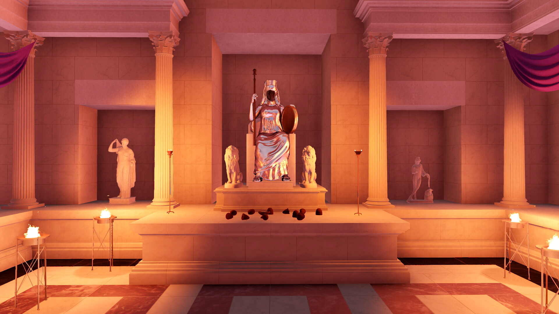 Statue de la Magna Mater (temple Magna Mater) : Image de restitution virtuelle.