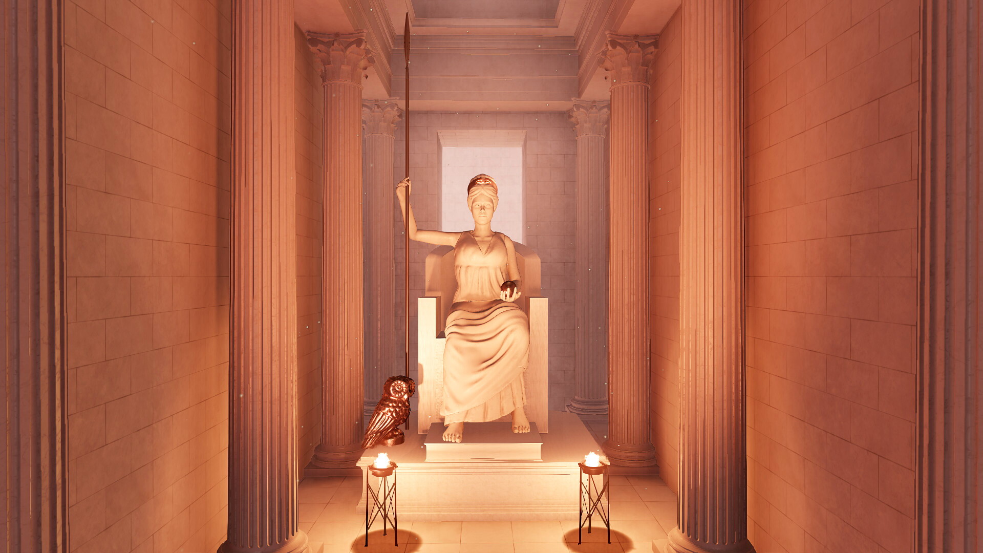 Statue de Minerve (temple de Jupiter Capitolin) : Image de restitution virtuelle.