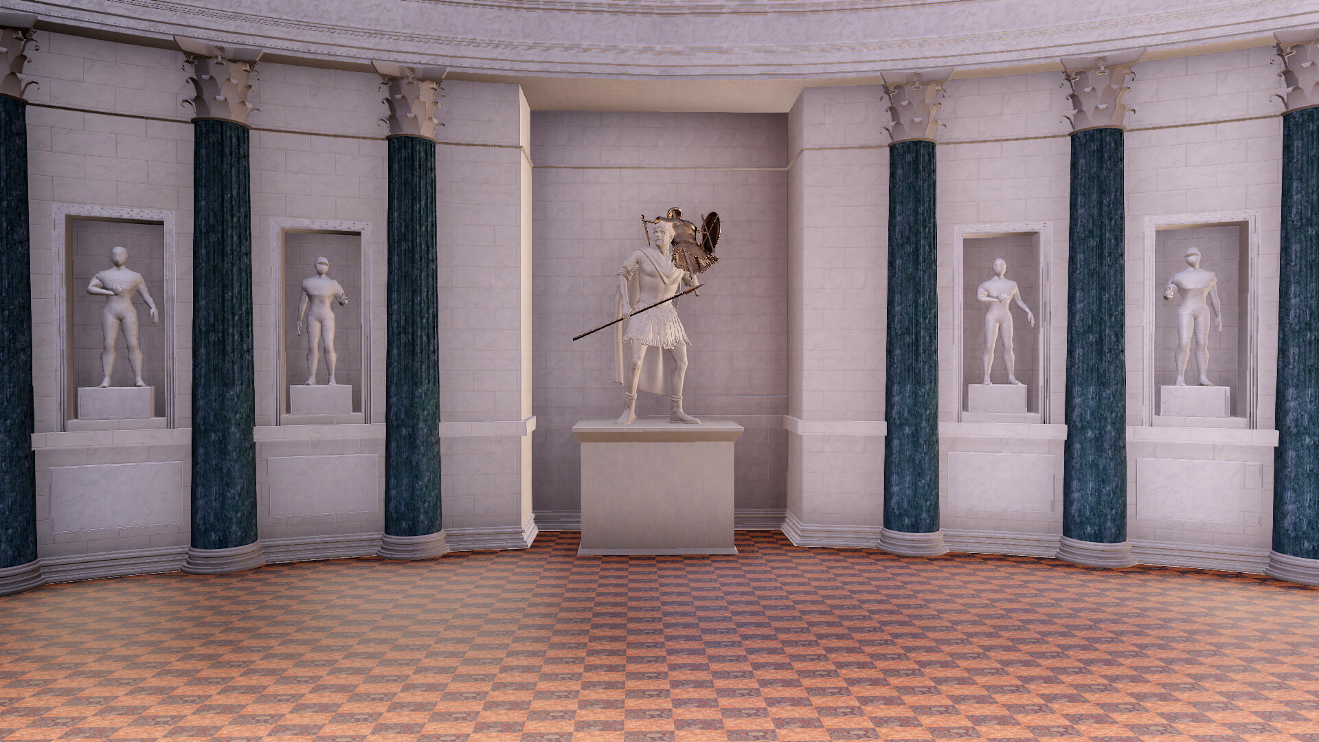 Statue de Romulus (forum d'Auguste) : Image de restitution virtuelle.