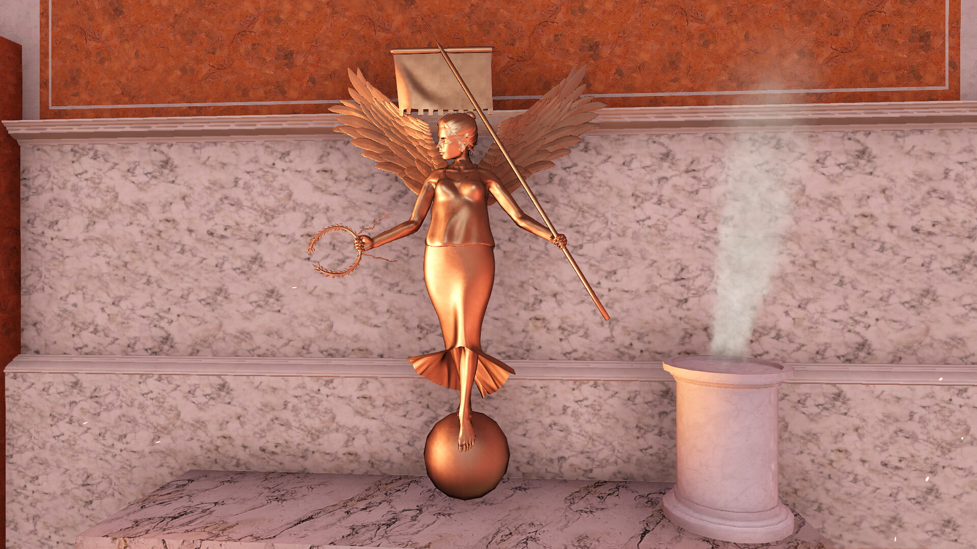 Statue de la Victoire (curie julienne) : Image de restitution virtuelle.