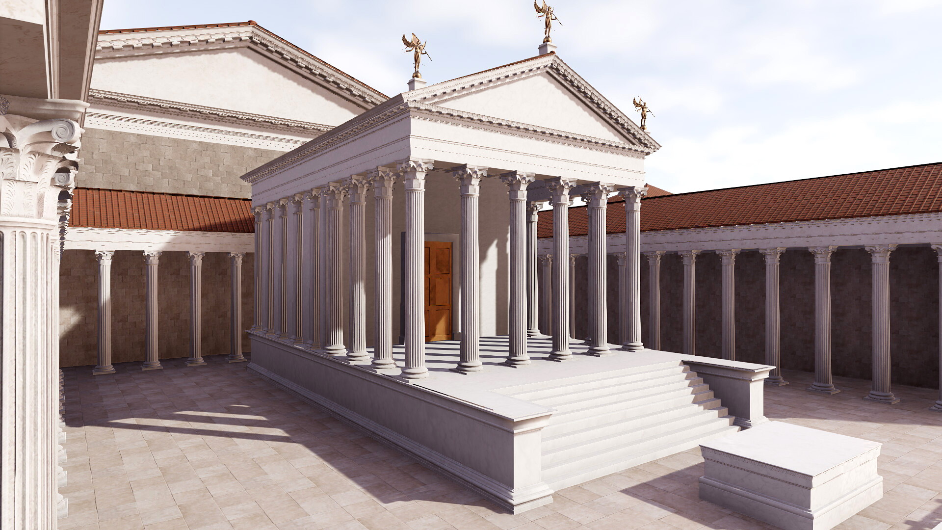 Temple de Dionysos (Quirinal) : Image de restitution virtuelle.