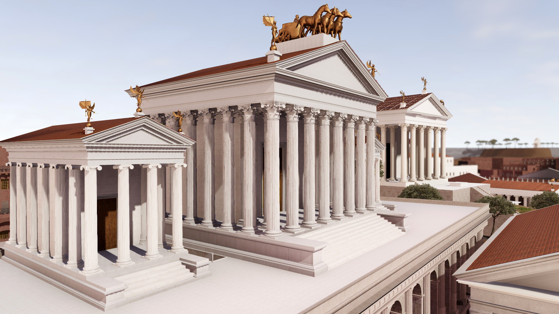 Temple au Genius populi romani : Image de restitution virtuelle.