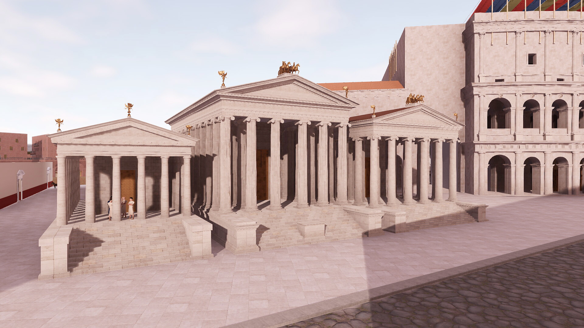 Temple de Junon Sospita (Forum Holitorium) : Image de restitution virtuelle.