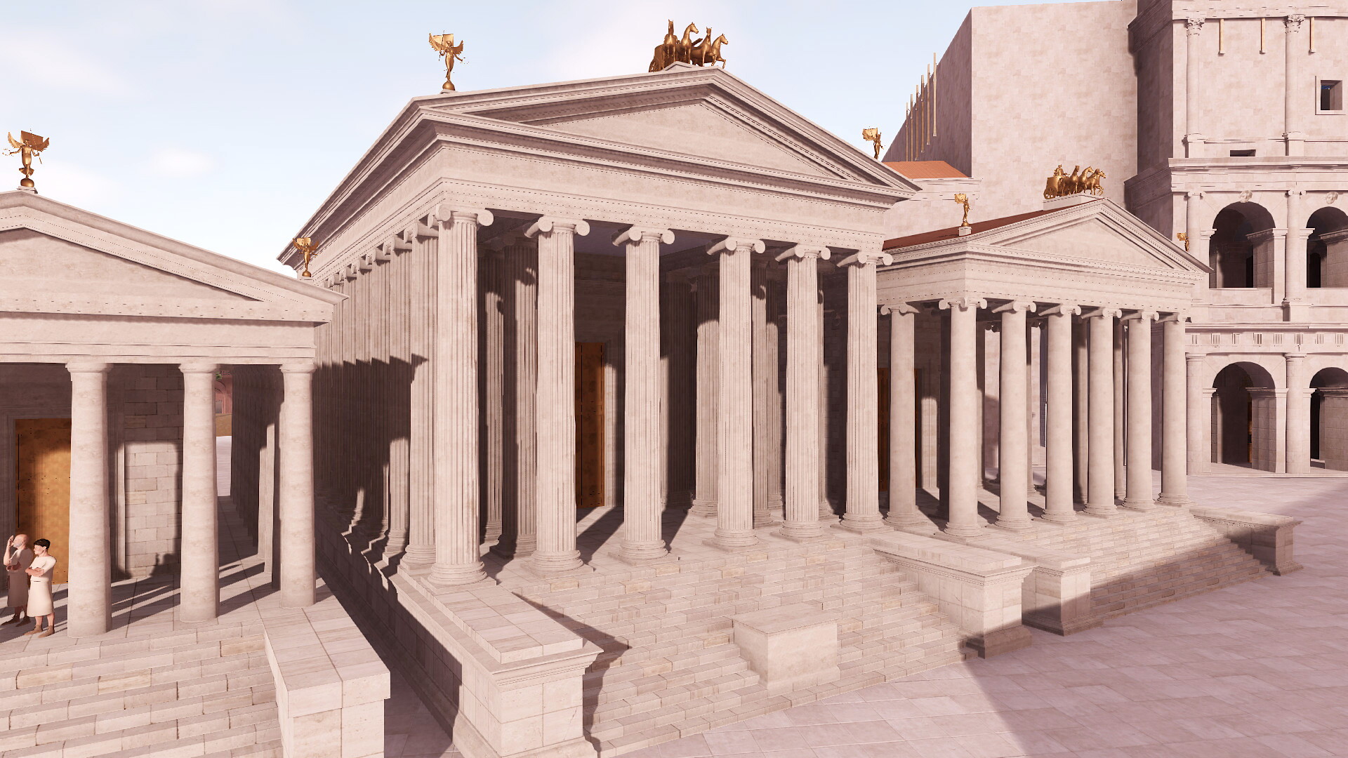 Temple de Junon Sospita (Forum Holitorium) : Image de restitution virtuelle.