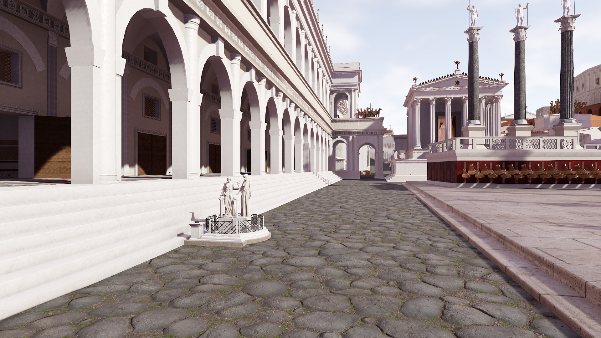 Sacellum de Vénus Cloacine (forum romain) : Image de restitution virtuelle.