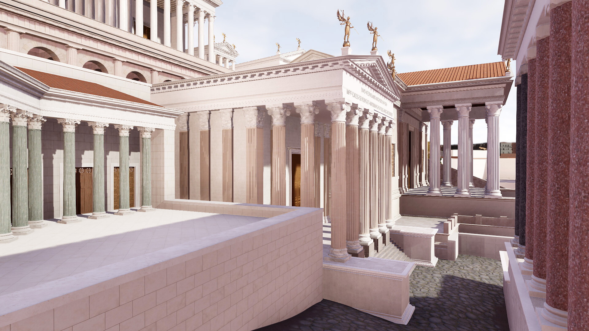 Temple de Vespasien : Image de restitution virtuelle.