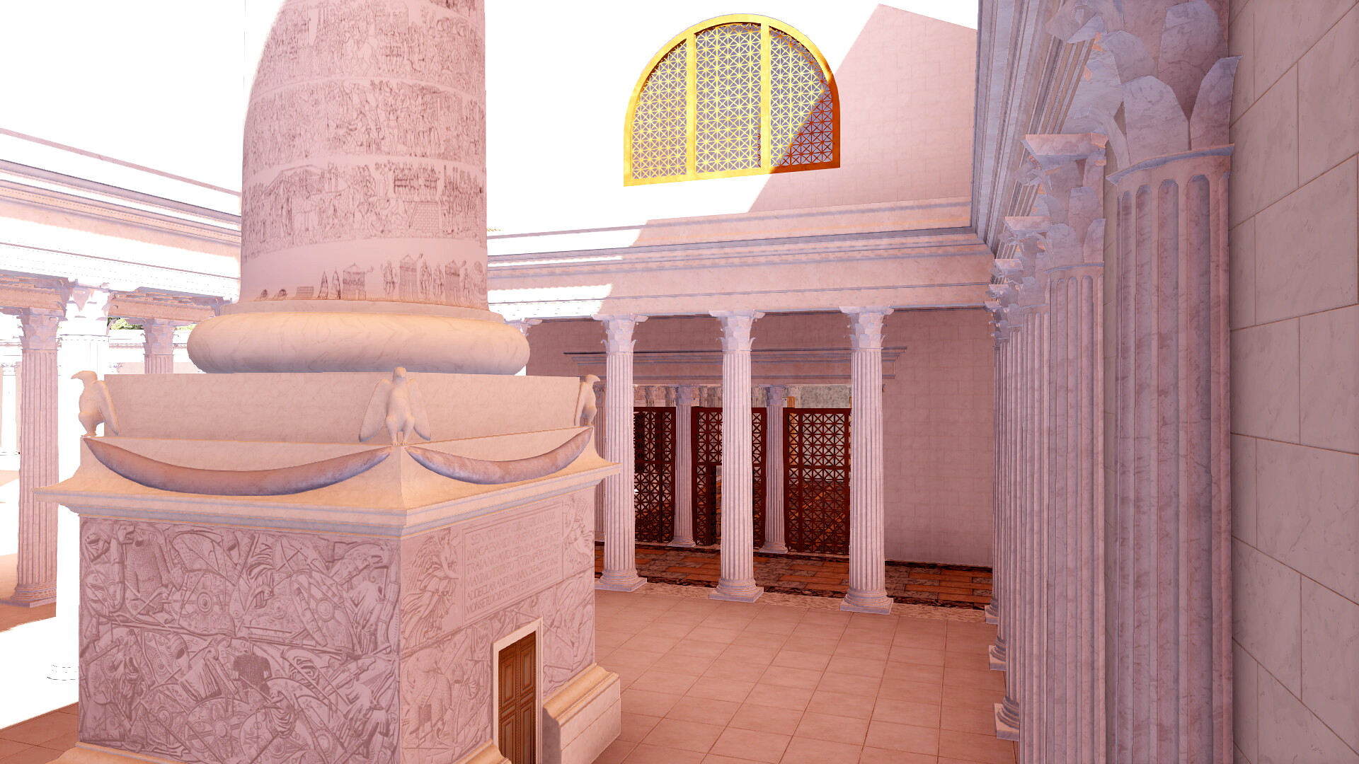 Bibliothèques du Forum de Trajan : Image de restitution virtuelle.