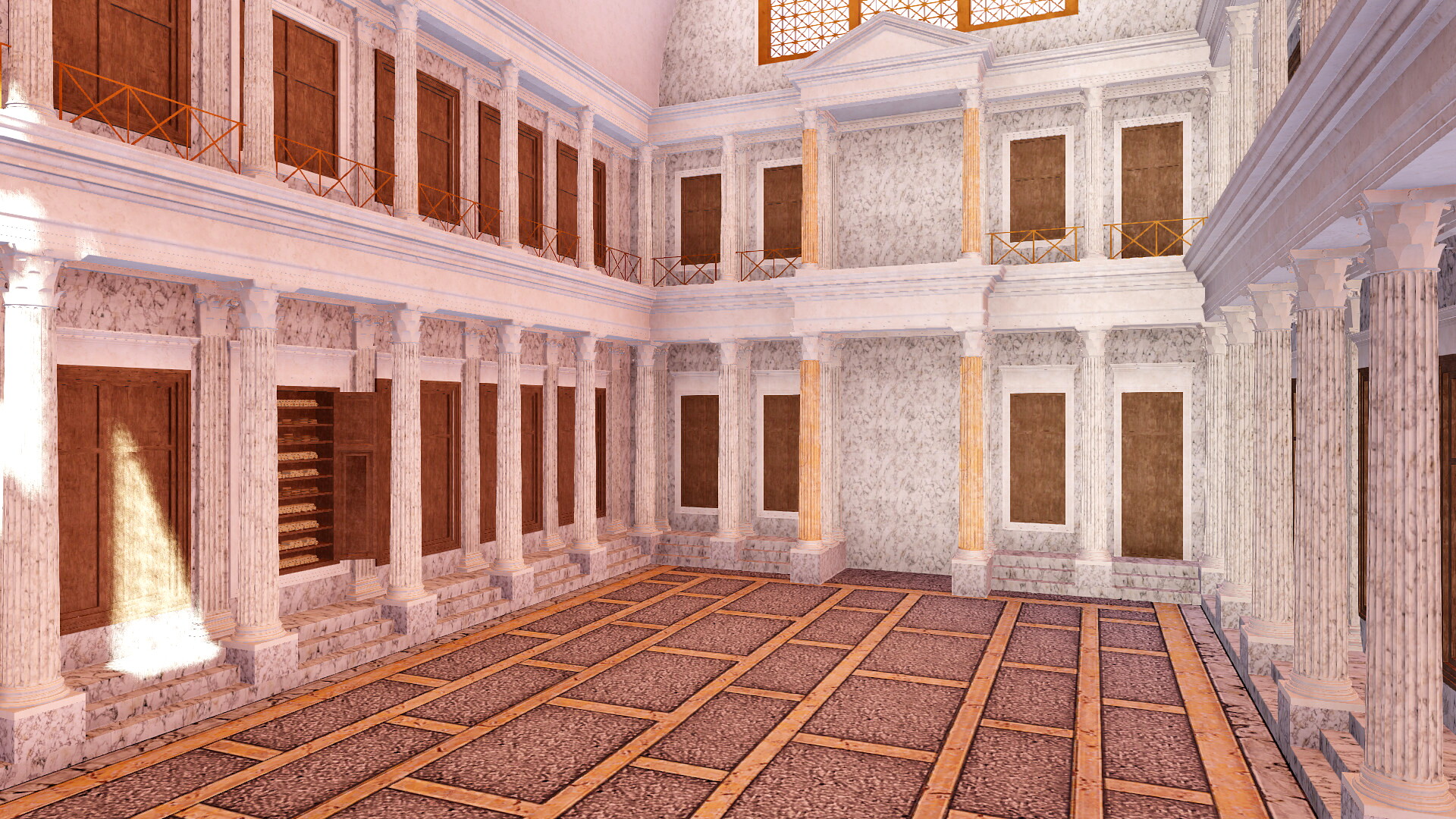 Bibliothèques du Forum de Trajan : Image de restitution virtuelle.