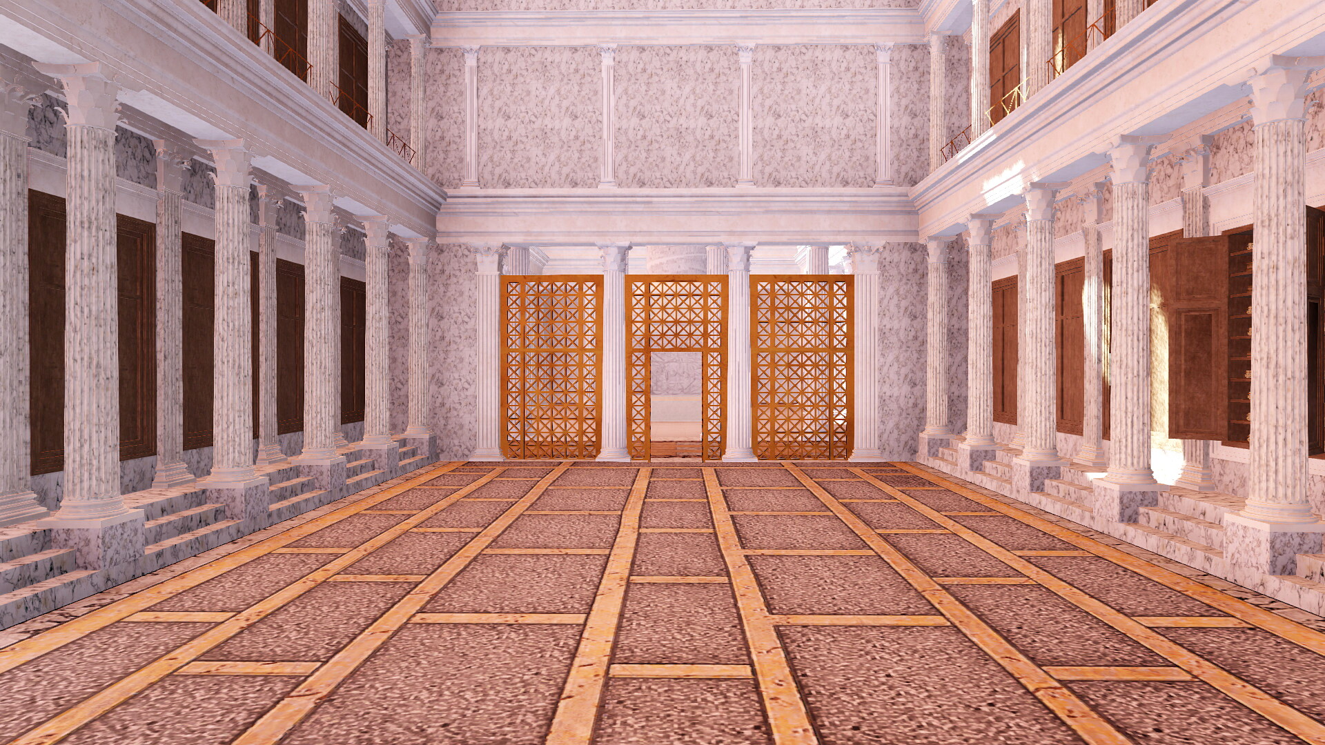 Bibliothèques du Forum de Trajan : Image de restitution virtuelle.