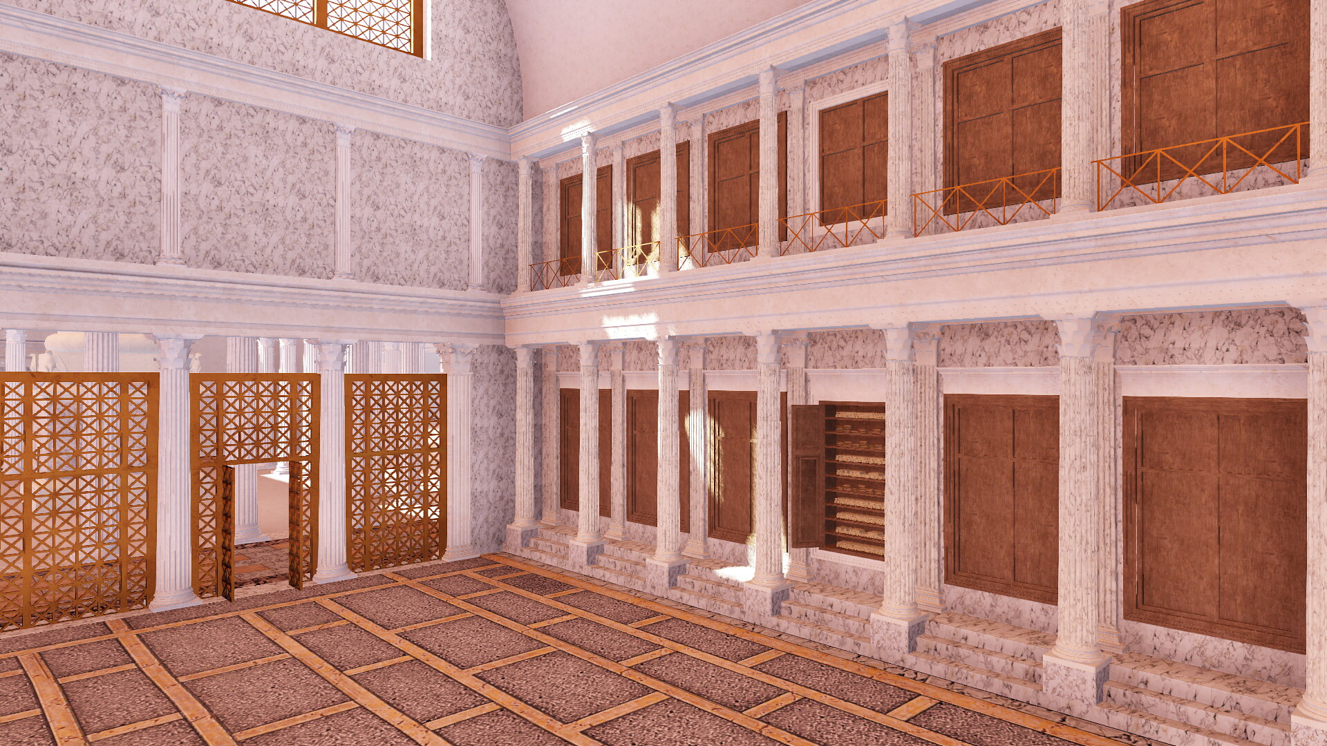 Bibliothèques du Forum de Trajan : Image de restitution virtuelle.