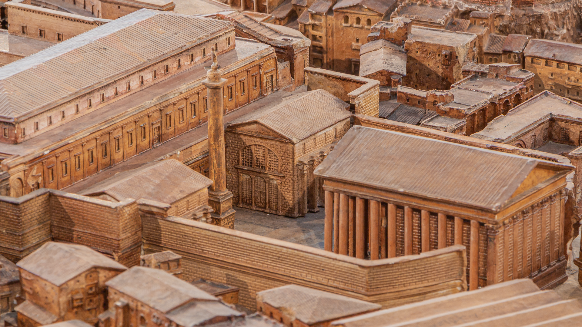 Bibliothèques du Forum de Trajan : Photo de la maquette réalisée par P.Bigot.