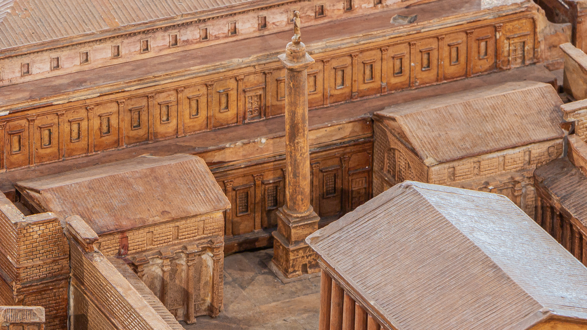 Bibliothèques du Forum de Trajan : Photo de la maquette réalisée par P.Bigot.